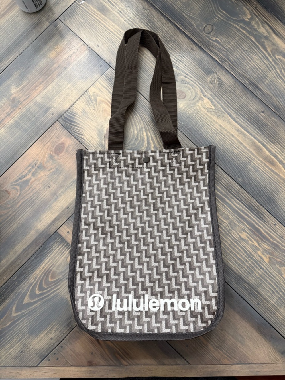 lululemon athletica Grey Patterned Duffel Tote with Dark Handles